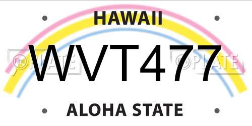 WVT477 Hawaii License Plate