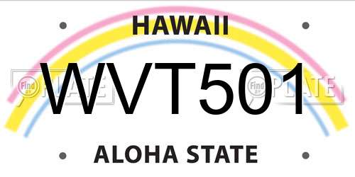 WVT501 Hawaii License Plate