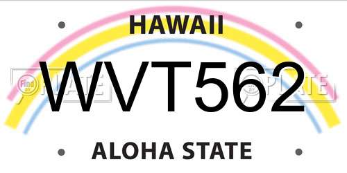 WVT562 Hawaii License Plate