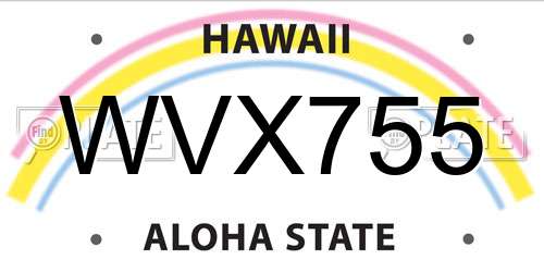 WVX755 Hawaii License Plate
