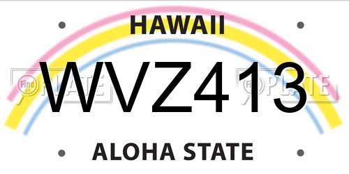 WVZ413 Hawaii License Plate
