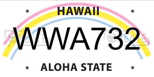 WWA732 Hawaii License Plate