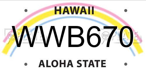 WWB670 Hawaii License Plate