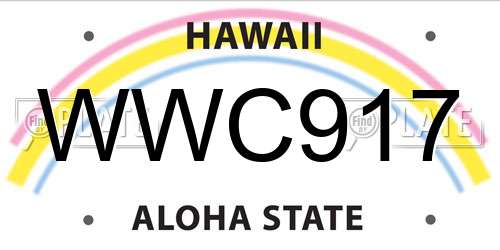 WWC917 Hawaii License Plate