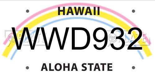 WWD932 Hawaii License Plate