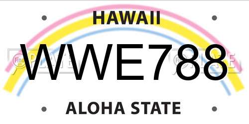 WWE788 Hawaii License Plate