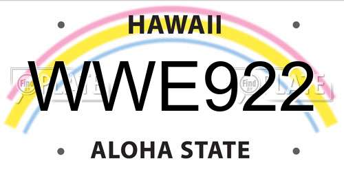 WWE922 Hawaii License Plate