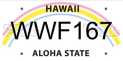 WWF167 Hawaii License Plate