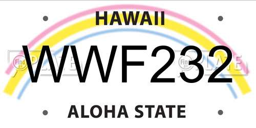 WWF232 Hawaii License Plate