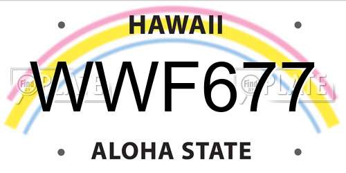 WWF677 Hawaii License Plate