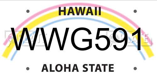 WWG591 Hawaii License Plate
