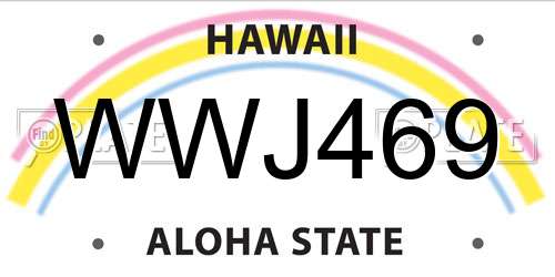 WWJ469 Hawaii License Plate