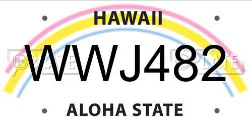 WWJ482 Hawaii License Plate