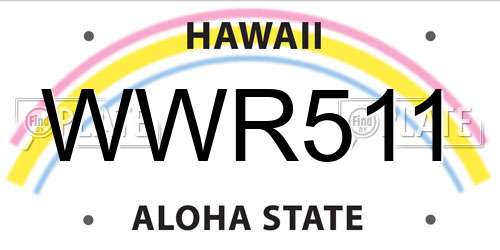 WWR511 Hawaii License Plate