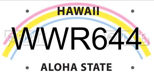 WWR644 Hawaii License Plate