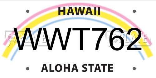 WWT762 Hawaii License Plate