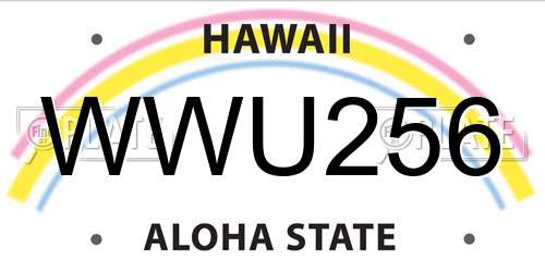 WWU256 Hawaii License Plate