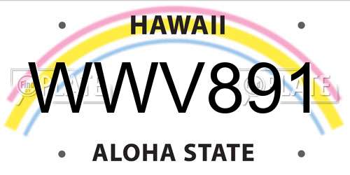 WWV891 Hawaii License Plate