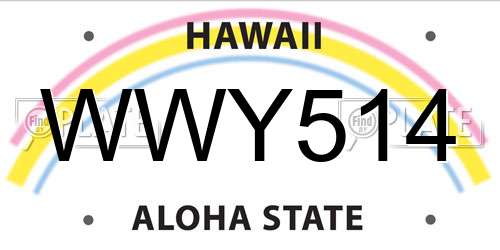WWY514 Hawaii License Plate