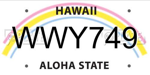 WWY749 Hawaii License Plate