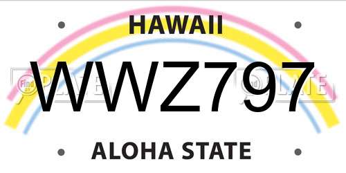 WWZ797 Hawaii License Plate
