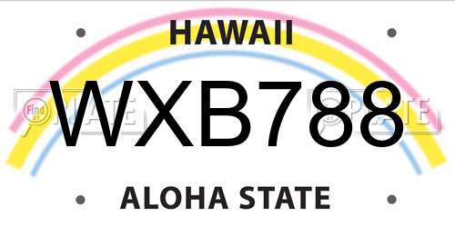 WXB788 Hawaii License Plate