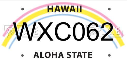 WXC062 Hawaii License Plate