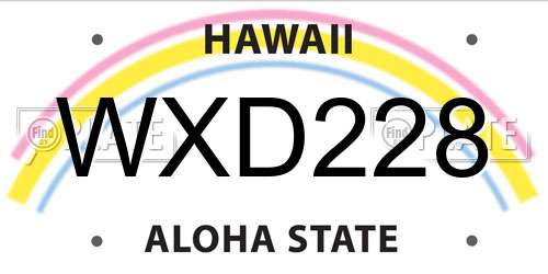 WXD228 Hawaii License Plate