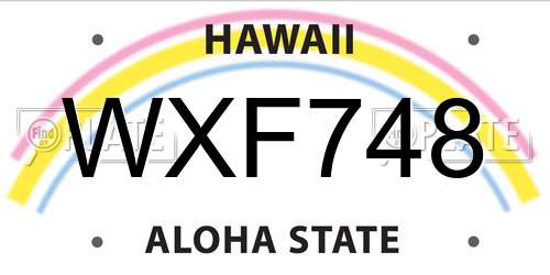 WXF748 Hawaii License Plate