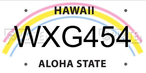 WXG454 Hawaii License Plate