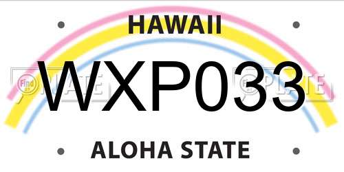 WXP033 Hawaii License Plate
