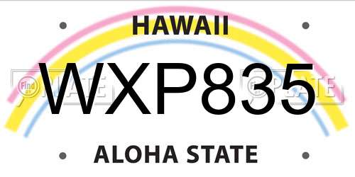 WXP835 Hawaii License Plate