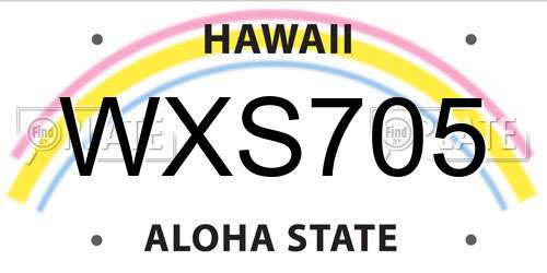 WXS705 Hawaii License Plate