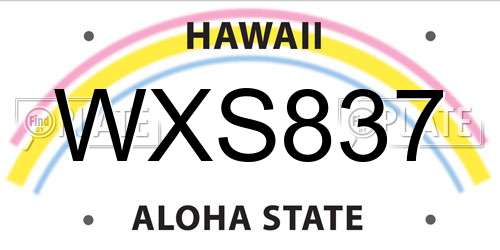 WXS837 Hawaii License Plate