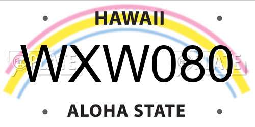 WXW080 Hawaii License Plate