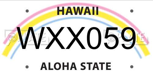 WXX059 Hawaii License Plate