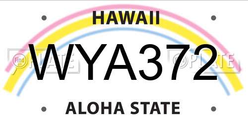 WYA372 Hawaii License Plate