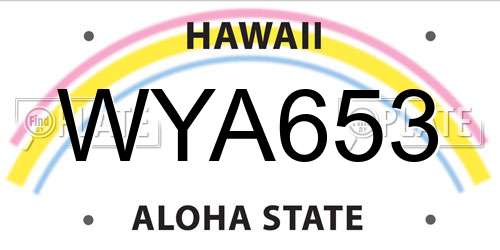 WYA653 Hawaii License Plate