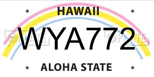 WYA772 Hawaii License Plate