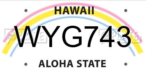 WYG743 Hawaii License Plate