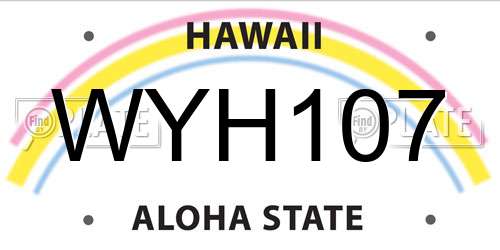 WYH107 Hawaii License Plate