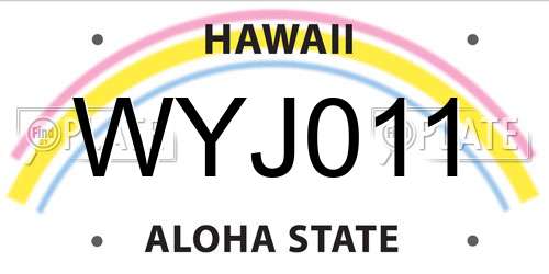 WYJ011 Hawaii License Plate