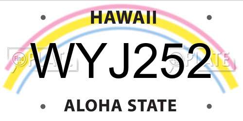 WYJ252 Hawaii License Plate