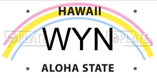 WYN Hawaii License Plate