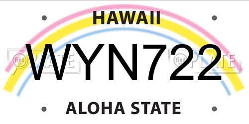 WYN722 Hawaii License Plate
