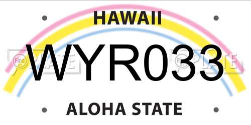 WYR033 Hawaii License Plate
