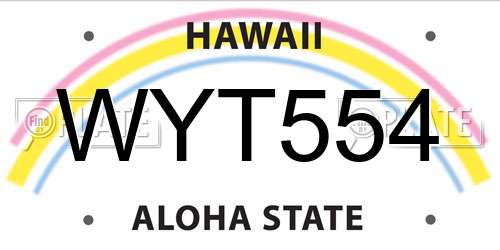 WYT554 Hawaii License Plate