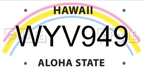 WYV949 Hawaii License Plate