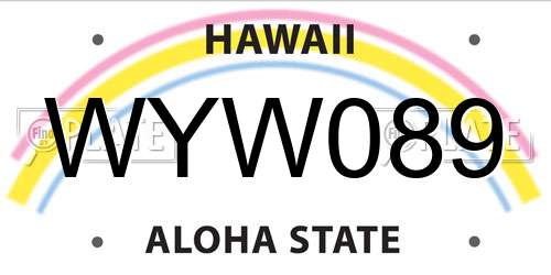 WYW089 Hawaii License Plate
