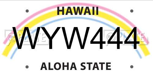 WYW444 Hawaii License Plate